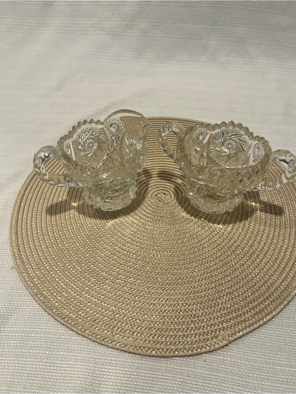 Source Unknown Clear Pressed Glass Creamer and Sugar Set